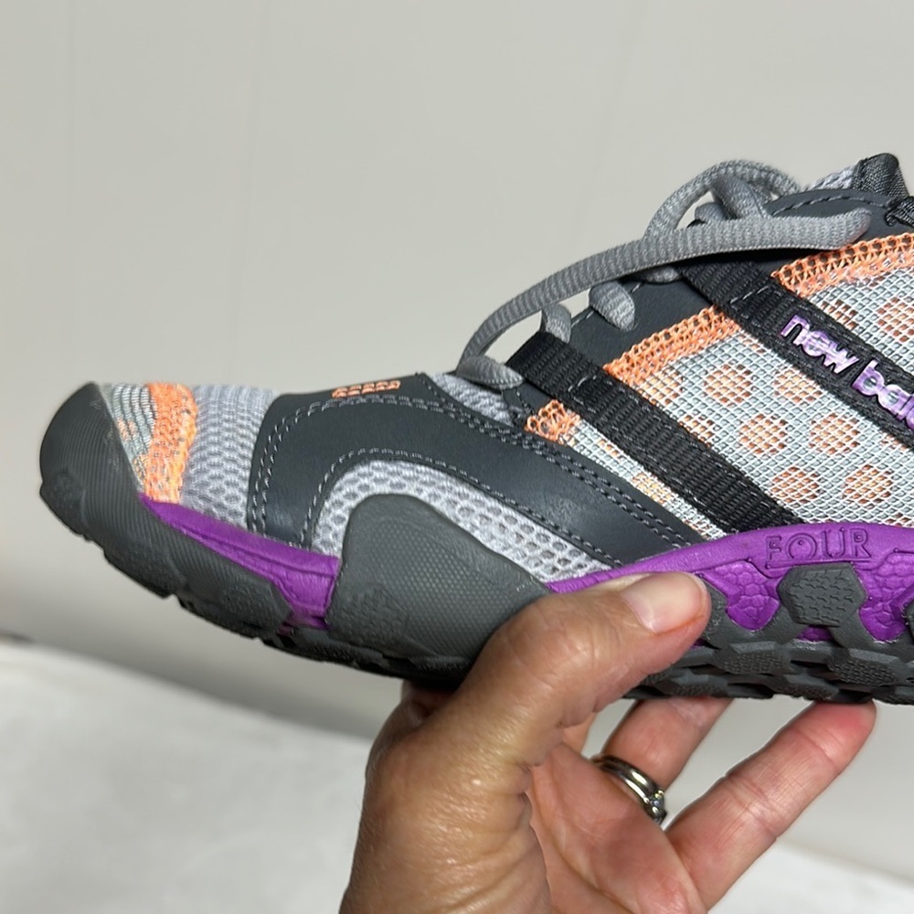 New Balance Gray and Purple Athletic Shoes with Mesh Upper - Picture 9 of 13